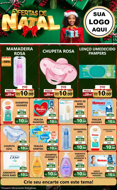 Modelo de Encarte para Encarte Grande com o tema Ofertas de Natal para Bebês