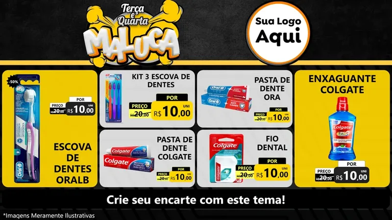Modelo de TV para TV Horizontal com o tema Terça e Quarta Maluca para Higiene Pessoal