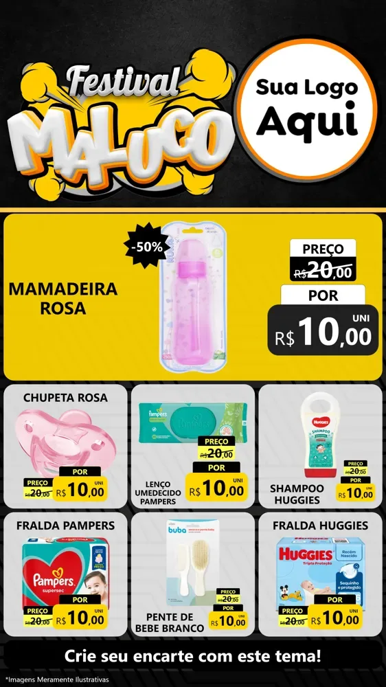 Modelo de Rede Social para Stories com o tema Festival Maluco para Bebês