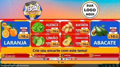 Modelo de TV para TV Horizontal com o tema Verão de Ofertas para Hortifrúti