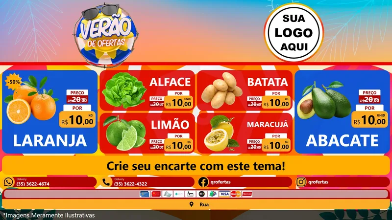 Modelo de TV para TV Horizontal com o tema Verão de Ofertas para Hortifrúti