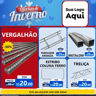 Modelo de Rede Social para Feed Facebook com o tema Ofertas de Inverno para Ferragens