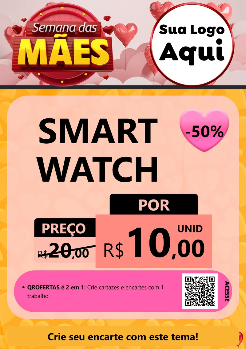 Modelo de Cartaz para Cartaz A4 Vertical com o tema Semana das Mães para Informática