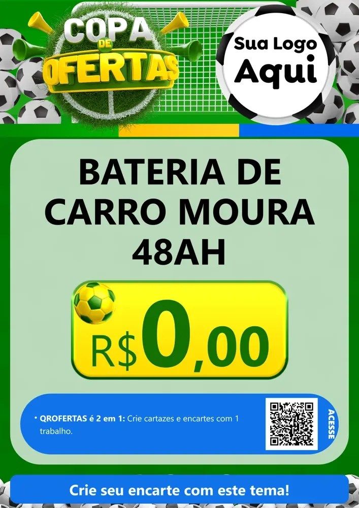 Modelo de Cartaz para Cartaz A4 Vertical com o tema Copa De Ofertas para Baterias Elétricas