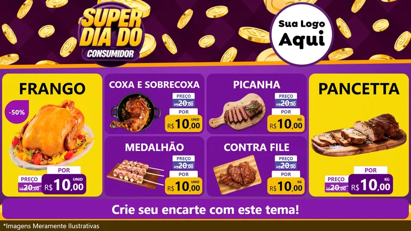 Modelo de TV para TV Horizontal com o tema Super Dia do Consumidor para Assados
