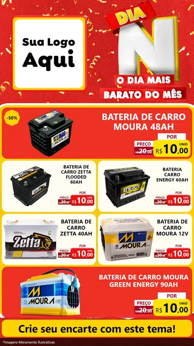 Modelo de TV para TV Vertical com o tema Dia N o Dia Mais Barato do Mês para Baterias Elétricas