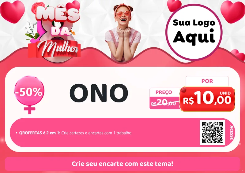 Modelo de Cartaz para Cartaz A4 Horizontal com o tema Mês da Mulher para Óticas