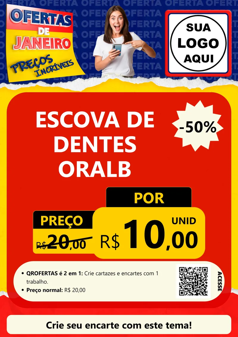 Modelo de Cartaz para Cartaz A4 Vertical com o tema Ofertas de Janeiro - Preços Incríveis para Higiene Pessoal