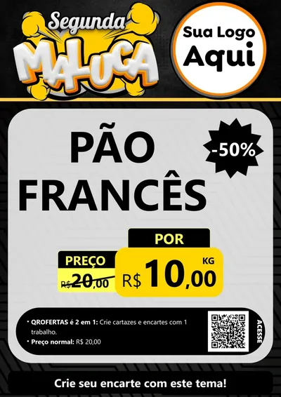 Modelo de Cartaz para Cartaz A4 Vertical com o tema Segunda Maluca para Padaria
