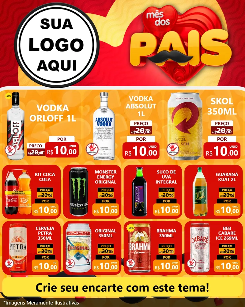 Modelo de Rede Social para Feed Instagram com o tema Mês Dos Pais para Distribuidora de bebidas