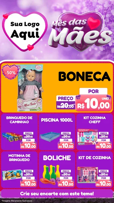 Modelo de Rede Social para Stories com o tema Mês das Mães para Brinquedos