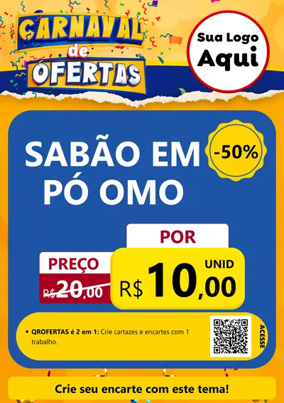 Modelo de Cartaz para Cartaz A4 Vertical com o tema Carnaval de Ofertas para Produtos de Limpeza
