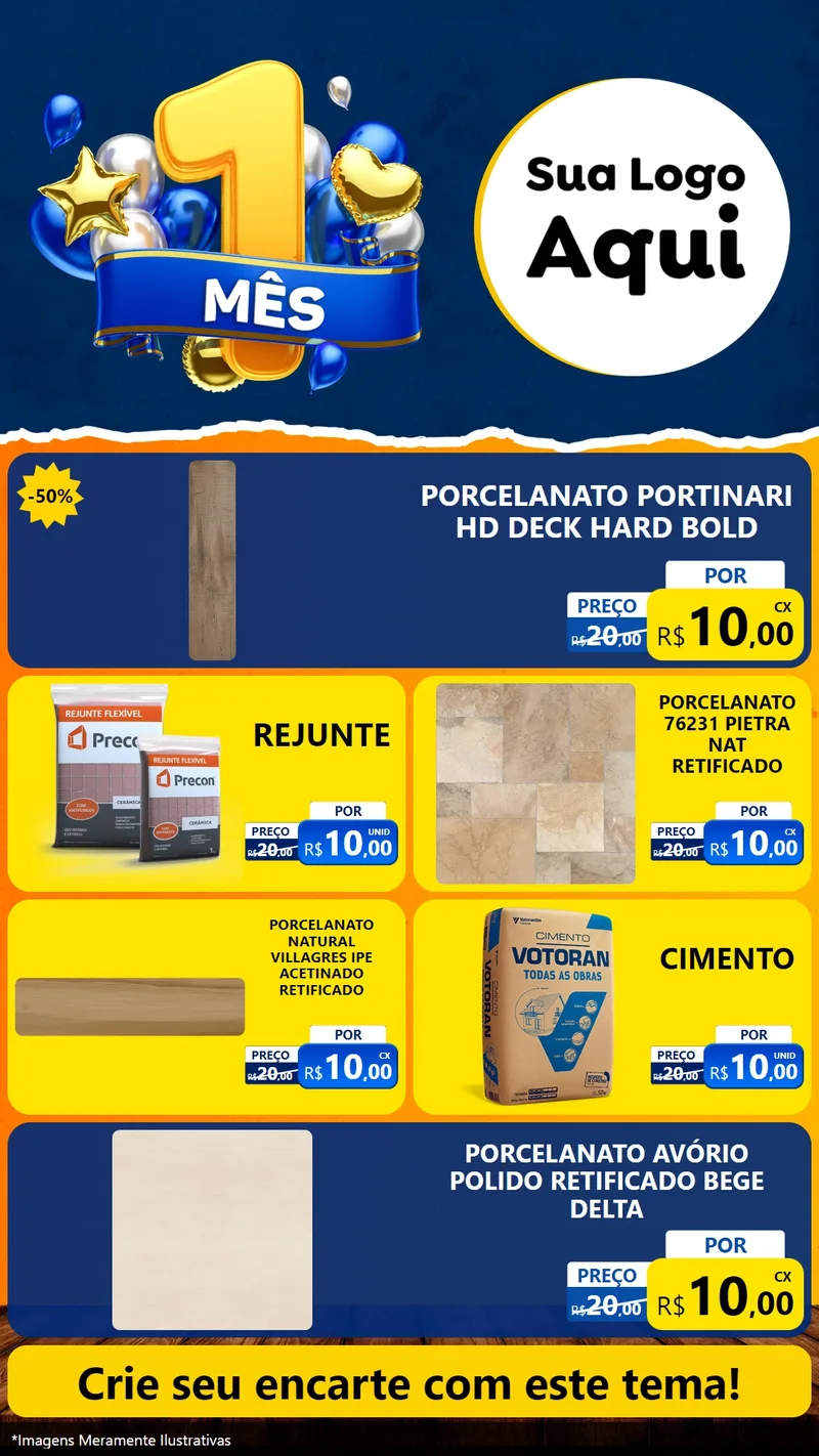Modelo de TV para TV Vertical com o tema Um Mês de Aniversário para Pisos e revestimentos