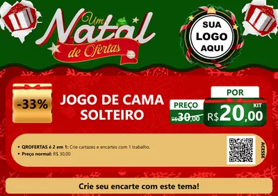 Modelo de Cartaz para Cartaz A4 Horizontal com o tema Um Natal de Ofertas para Cama, Mesa e Banho