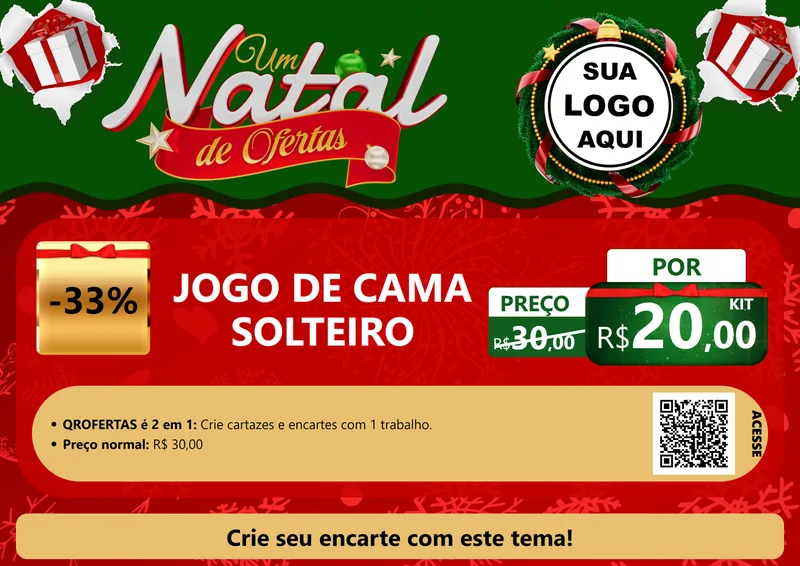 Modelo de Cartaz para Cartaz A4 Horizontal com o tema Um Natal de Ofertas para Cama, Mesa e Banho