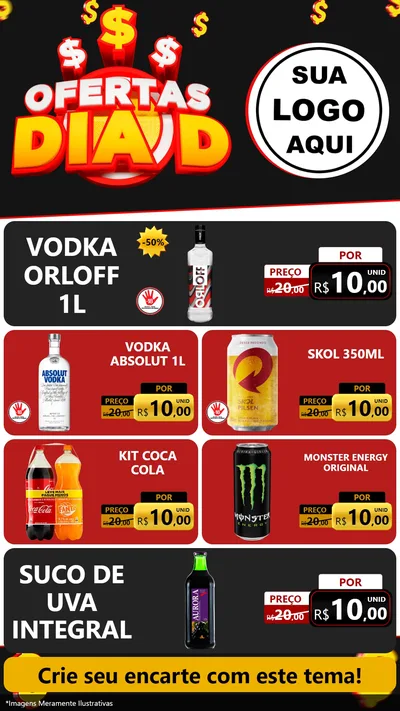 Modelo de TV para TV Vertical com o tema Ofertas Dia D para Distribuidora de bebidas