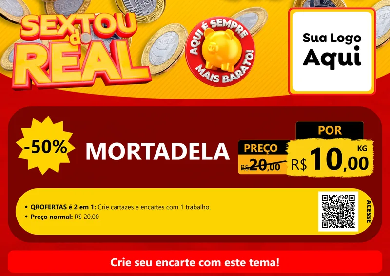 Modelo de Cartaz para Cartaz A4 Horizontal com o tema Sextou do Real para Frios e Laticínios