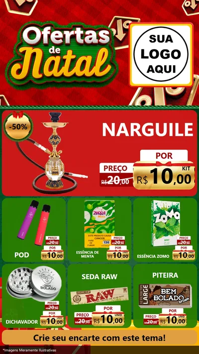 Modelo de Rede Social para Stories com o tema Ofertas de Natal para Tabacaria
