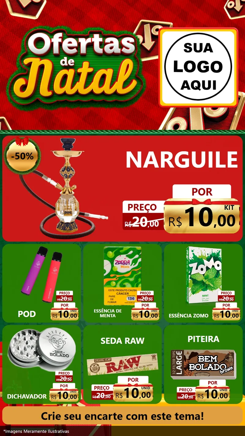 Modelo de Rede Social para Stories com o tema Ofertas de Natal para Tabacaria