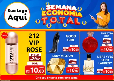 Modelo de Encarte para Encarte A4 Horizontal com o tema Semana Economia Total para Perfumes