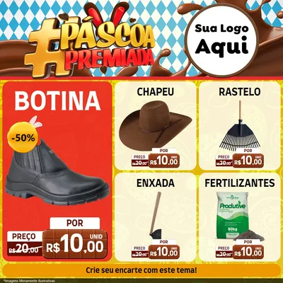 Modelo de Rede Social para Feed Facebook com o tema Páscoa Premiada para Agropecuária