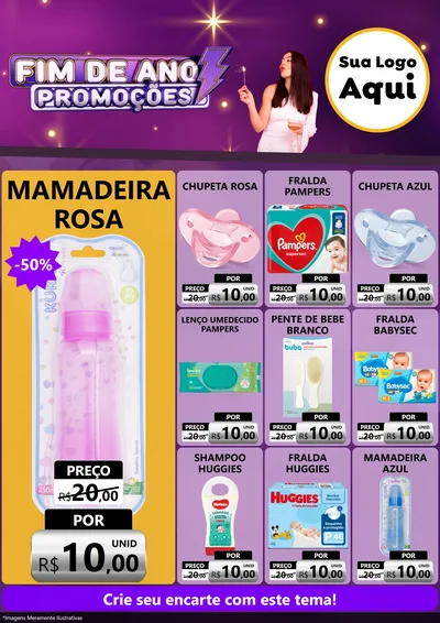 Modelo de Encarte para Encarte A4 Vertical com o tema Fim de Ano Promoções para Bebês