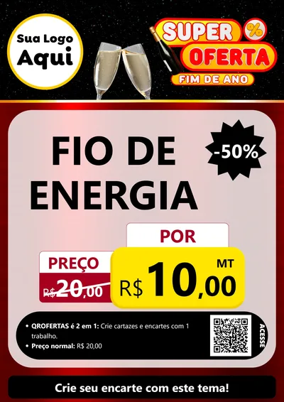 Modelo de Cartaz para Cartaz A4 Vertical com o tema Super Oferta Fim de Ano para Materiais Elétricos