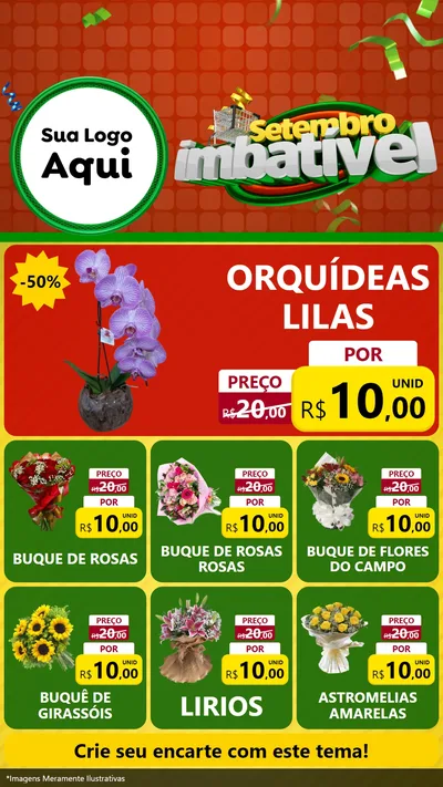 Modelo de Rede Social para Stories com o tema Setembro Imbatível para Floricultura e jardim