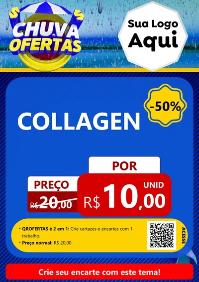 Modelo de Cartaz para Cartaz A4 Vertical com o tema Chuva de Ofertas para Suplementos alimentares