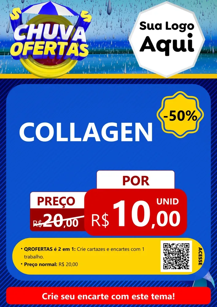 Modelo de Cartaz para Cartaz A4 Vertical com o tema Chuva de Ofertas para Suplementos alimentares