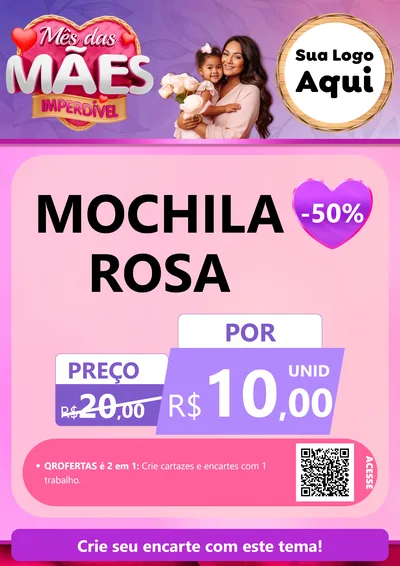 Modelo de Cartaz para Cartaz A4 Vertical com o tema Mês das Mães Imperdível para Papelaria