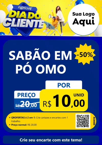 Modelo de Cartaz para Cartaz A4 Vertical com o tema Especial Dia do Cliente para Produtos de Limpeza