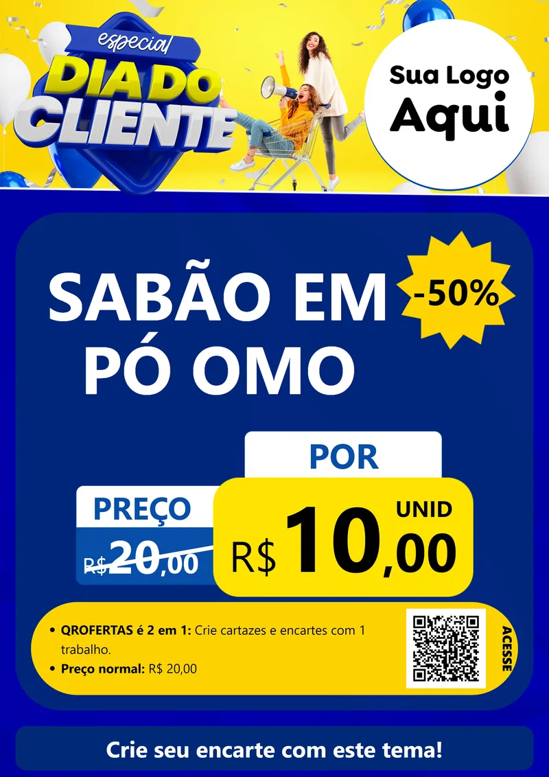 Modelo de Cartaz para Cartaz A4 Vertical com o tema Especial Dia do Cliente para Produtos de Limpeza