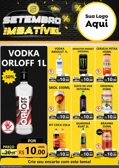 Modelo de Encarte para Encarte A4 Vertical com o tema Setembro Imbatível para Distribuidora de bebidas
