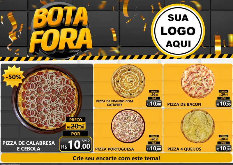 Modelo de Encarte para Encarte A4 Horizontal com o tema Bota Fora para Pizzaria