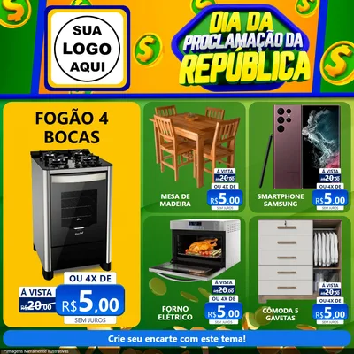 Modelo de Rede Social para Feed Facebook com o tema Dia Da Proclamação da República para Móveis e Eletro