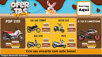 Modelo de TV para TV Horizontal com o tema Ofertas de Páscoa para Concessionaria de Motos