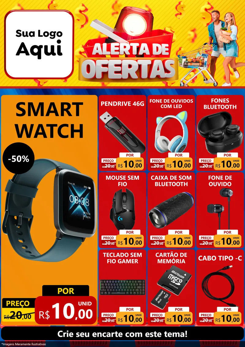 Modelo de Encarte para Encarte A4 Vertical com o tema Alerta de Ofertas para Informática
