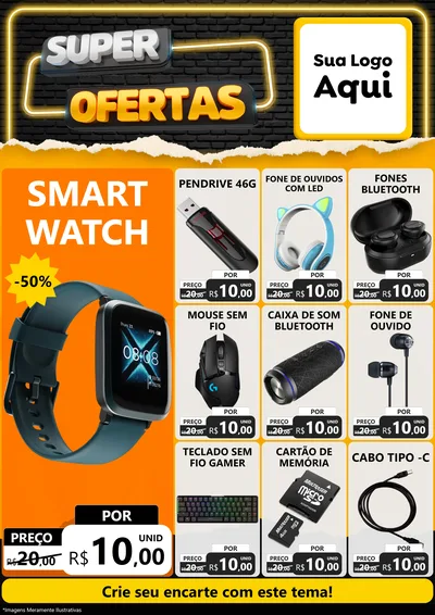 Modelo de Encarte para Encarte A4 Vertical com o tema Super Ofertas para Informática