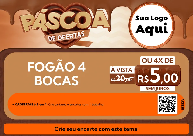 Modelo de Cartaz para Cartaz A4 Horizontal com o tema Páscoa de Ofertas para Móveis e Eletro