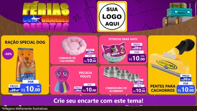 Modelo de TV para TV Horizontal com o tema Férias com Grandes Ofertas para Pet Shop