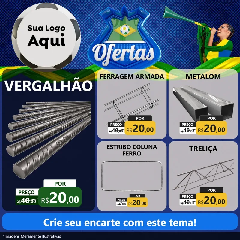 Modelo de Rede Social para Feed Facebook com o tema Ofertas (Futebol) para Ferragens