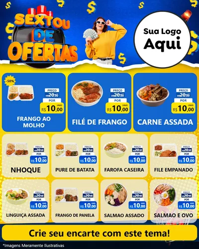 Modelo de Rede Social para Feed Instagram com o tema Sextou de Ofertas para Restaurante