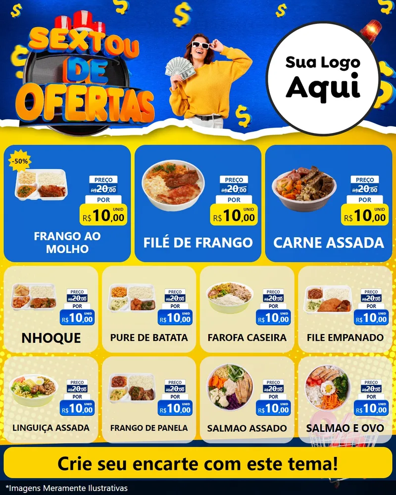 Modelo de Rede Social para Feed Instagram com o tema Sextou de Ofertas para Restaurante