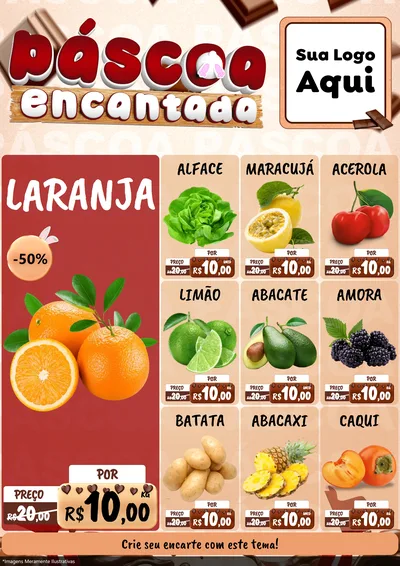Modelo de Encarte para Encarte A4 Vertical com o tema Páscoa Encantada para Hortifrúti