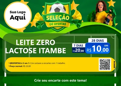 Modelo de Cartaz para Cartaz A4 Horizontal com o tema Seleção de Ofertas - Copa para Frios e Laticínios