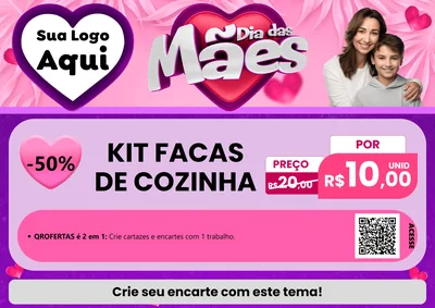 Modelo de Cartaz para Cartaz A4 Horizontal com o tema Dia das Mães para Utilidades Domésticas