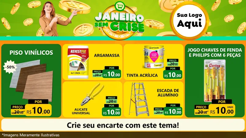 Modelo de TV para TV Horizontal com o tema Janeiro Sem Crise para Material para Construção