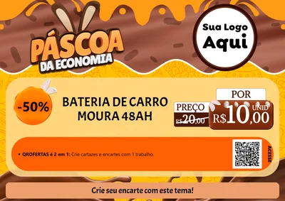 Modelo de Cartaz para Cartaz A4 Horizontal com o tema Páscoa da Economia para Baterias Elétricas