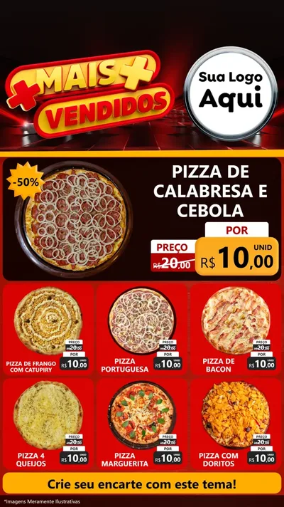 Modelo de Rede Social para Stories com o tema Mais Vendidos para Pizzaria